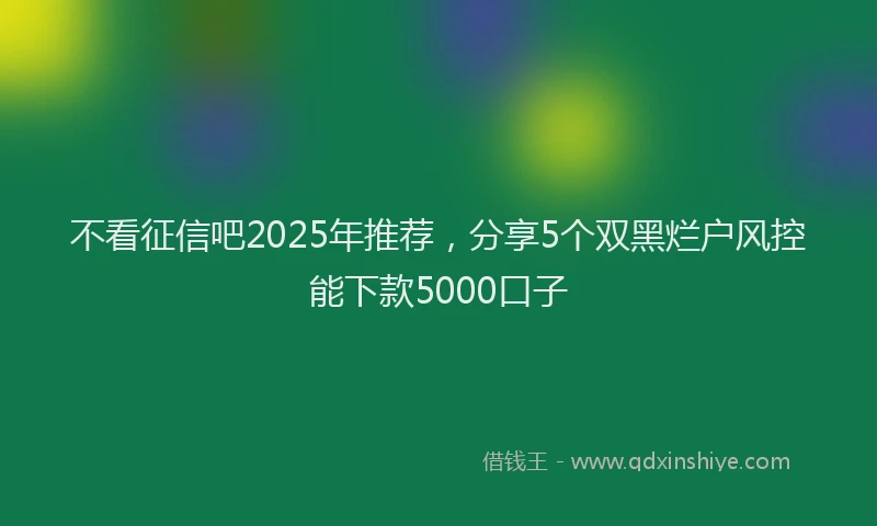 不看征信吧2025年推荐，分享5个双黑烂户风控能下款5000口子
