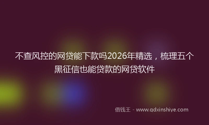 不查风控的网贷能下款吗2026年精选，梳理五个黑征信也能贷款的网贷软件