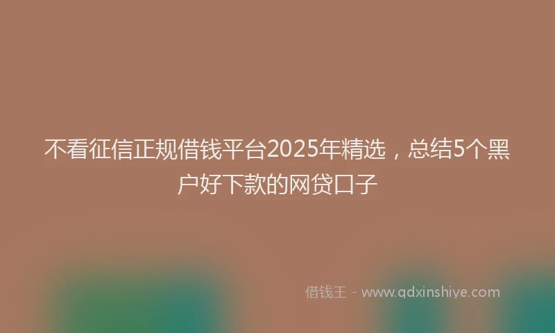 不看征信正规借钱平台2025年精选，总结5个黑户好下款的网贷口子