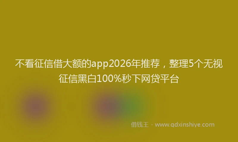 不看征信借大额的app2026年推荐,整理5个无视征信黑白100%秒下网贷平台