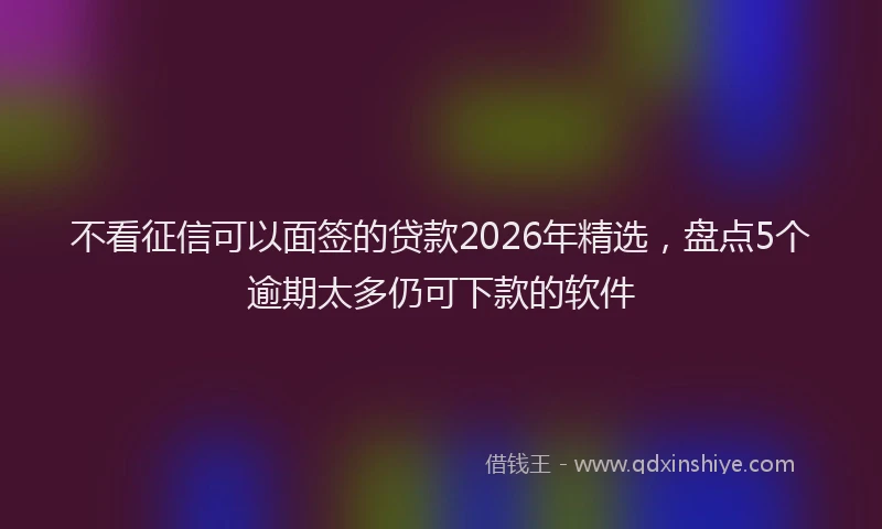 不看征信可以面签的贷款2026年精选，盘点5个逾期太多仍可下款的软件