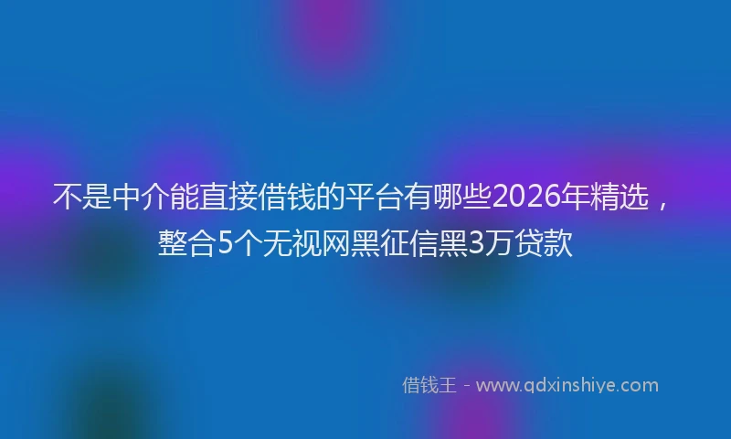 不是中介能直接借钱的平台有哪些2026年精选，整合5个无视网黑征信黑3万贷款