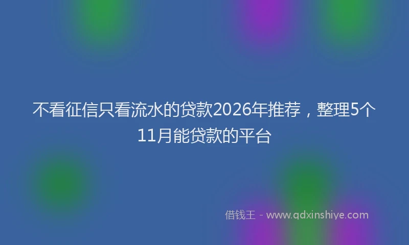 不看征信只看流水的贷款2026年推荐，整理5个11月能贷款的平台
