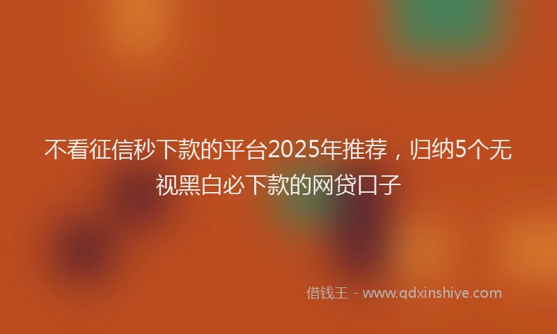 不看征信秒下款的平台2025年推荐，归纳5个无视黑白必下款的网贷口子