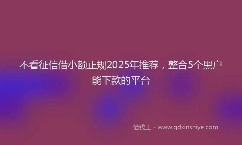 不看征信借小额正规2025年推荐,整合5个黑户能下款的平台