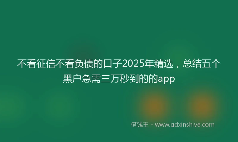 不看征信不看负债的口子2025年精选，总结五个黑户急需三万秒到的的app
