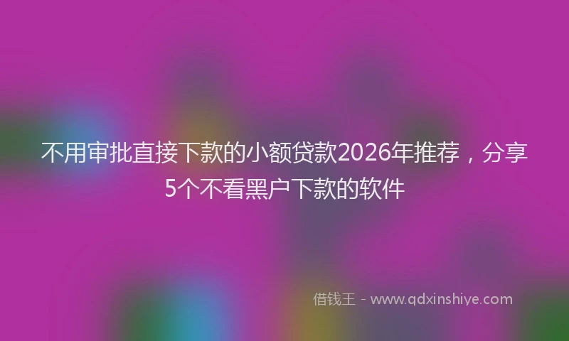 不用审批直接下款的小额贷款2026年推荐，分享5个不看黑户下款的软件