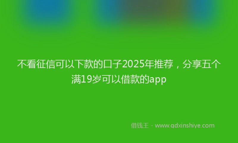 不看征信可以下款的口子2025年推荐，分享五个满19岁可以借款的app