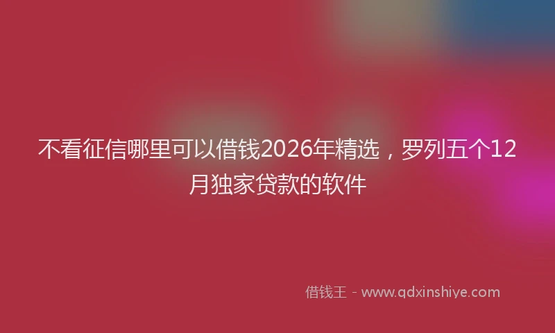不看征信哪里可以借钱2026年精选，罗列五个12月独家贷款的软件