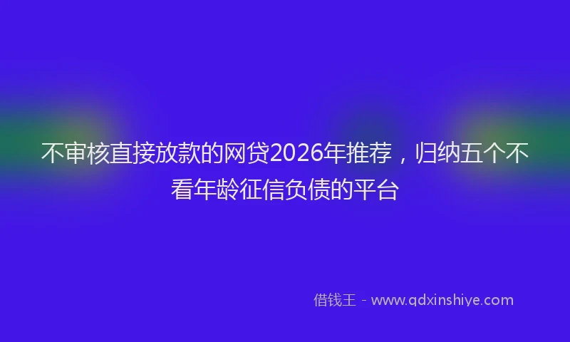 不审核直接放款的网贷2026年推荐，归纳五个不看年龄征信负债的平台