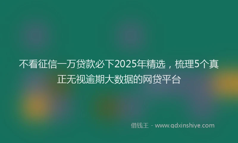 不看征信一万贷款必下2025年精选，梳理5个真正无视逾期大数据的网贷平台