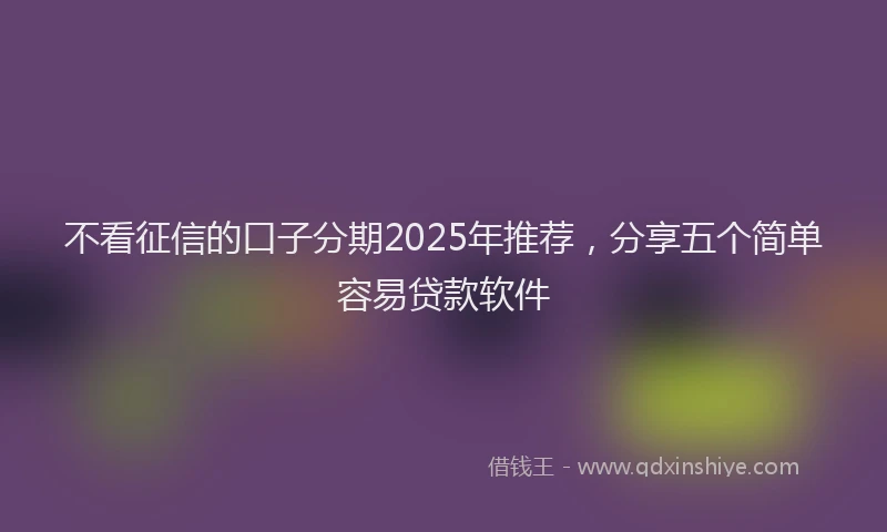 不看征信的口子分期2025年推荐,分享五个简单容易贷款软件