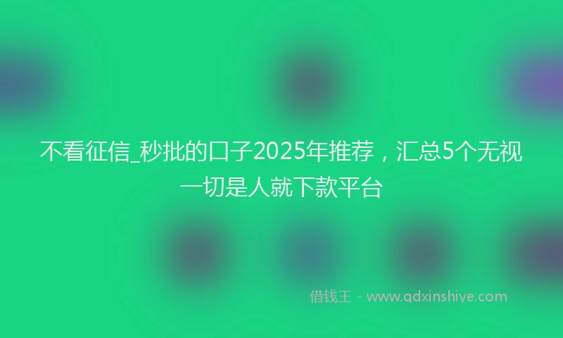 不看征信_秒批的口子2025年推荐，汇总5个无视一切是人就下款平台