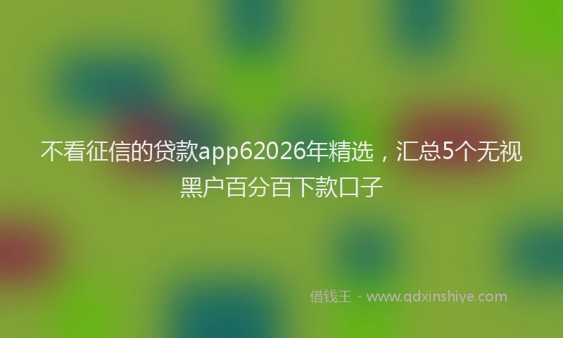 不看征信的贷款app62026年精选，汇总5个无视黑户百分百下款口子