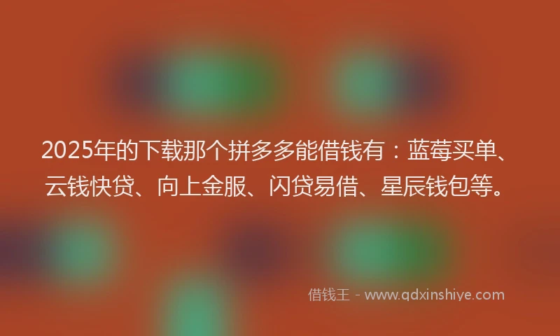 2025年的下载那个拼多多能借钱有:蓝莓买单、云钱快贷、向上金服、闪贷易借、星辰钱包等。