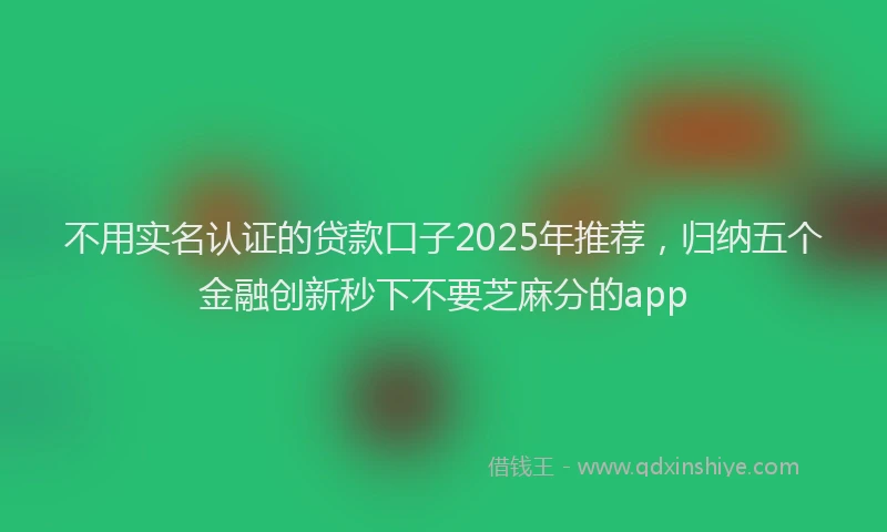 不用实名认证的贷款口子2025年推荐，归纳五个金融创新秒下不要芝麻分的app