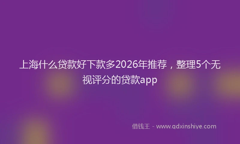 上海什么贷款好下款多2026年推荐，整理5个无视评分的贷款app