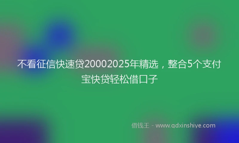 不看征信快速贷20002025年精选，整合5个支付宝快贷轻松借口子
