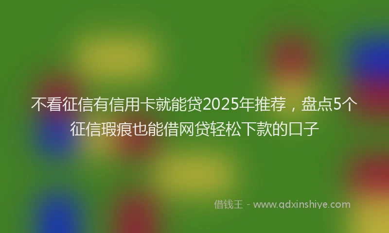 不看征信有信用卡就能贷2025年推荐，盘点5个征信瑕疵也能借网贷轻松下款的口子