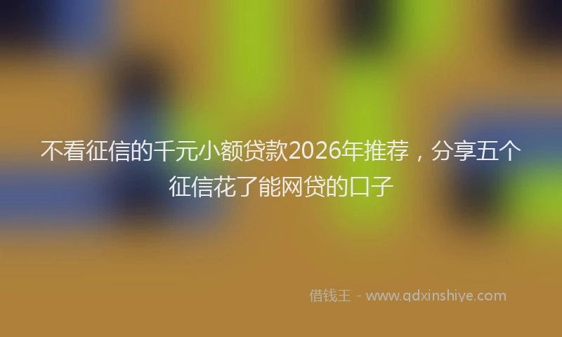 不看征信的千元小额贷款2026年推荐，分享五个征信花了能网贷的口子