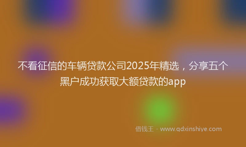 不看征信的车辆贷款公司2025年精选，分享五个黑户成功获取大额贷款的app