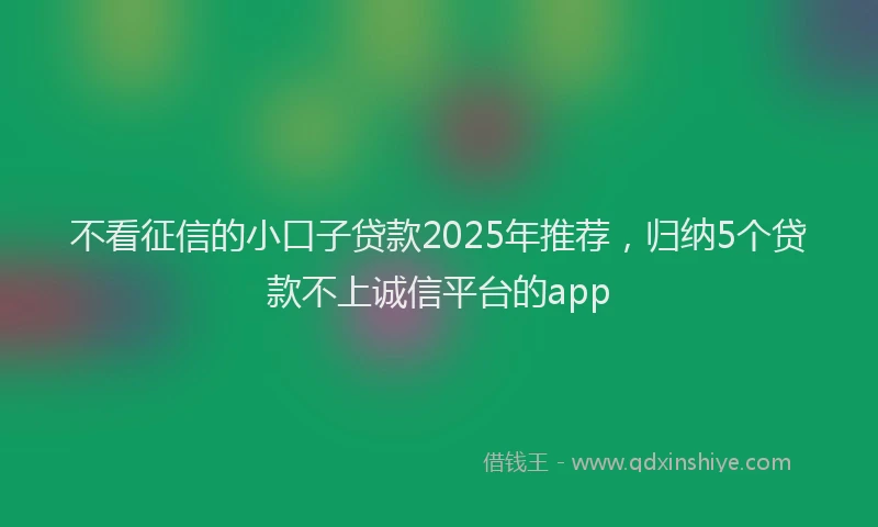 不看征信的小口子贷款2025年推荐，归纳5个贷款不上诚信平台的app