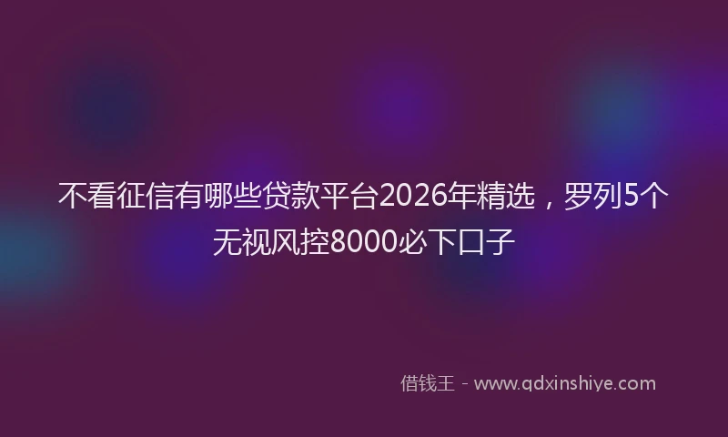不看征信有哪些贷款平台2026年精选，罗列5个无视风控8000必下口子