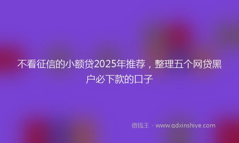 不看征信的小额贷2025年推荐，整理五个网贷黑户必下款的口子
