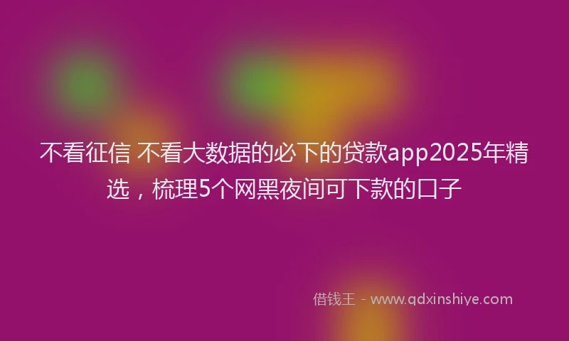 不看征信 不看大数据的必下的贷款app2025年精选，梳理5个网黑夜间可下款的口子