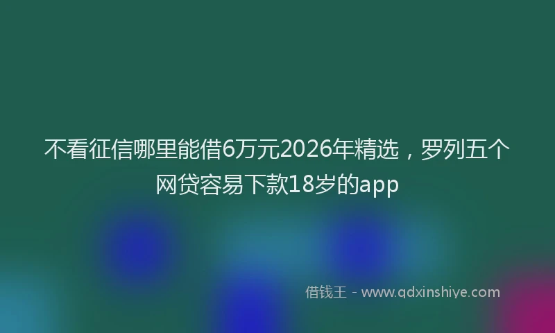不看征信哪里能借6万元2026年精选，罗列五个网贷容易下款18岁的app