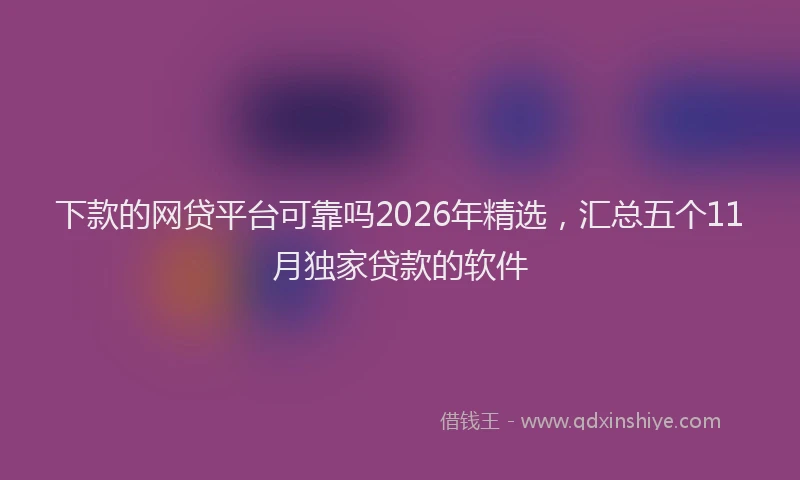 下款的网贷平台可靠吗2026年精选，汇总五个11月独家贷款的软件