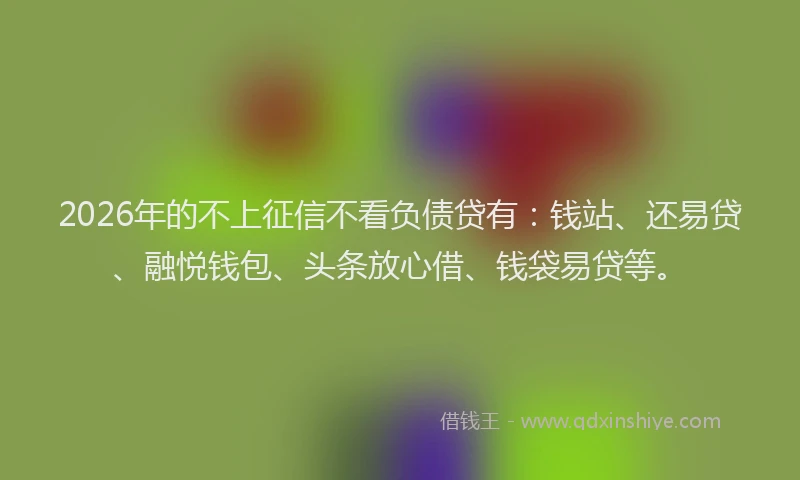 2026年的不上征信不看负债贷有：钱站、还易贷、融悦钱包、头条放心借、钱袋易贷等。