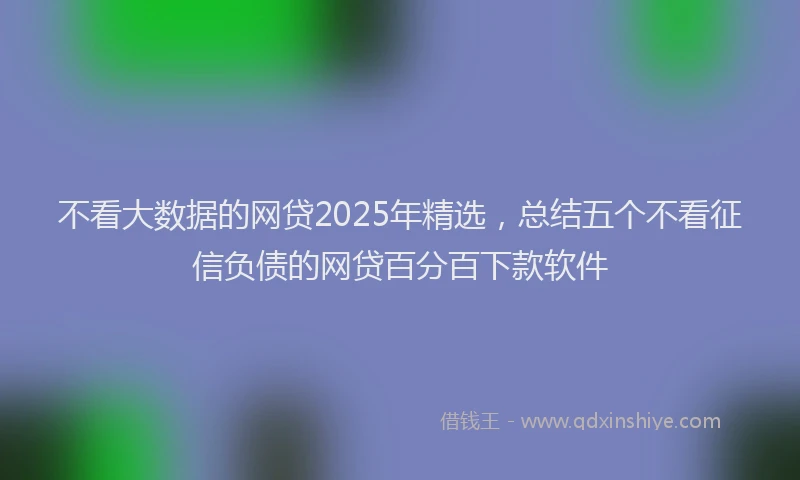 不看大数据的网贷2025年精选，总结五个不看征信负债的网贷百分百下款软件