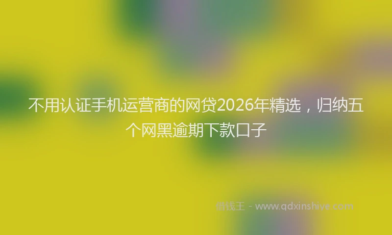 不用认证手机运营商的网贷2026年精选，归纳五个网黑逾期下款口子