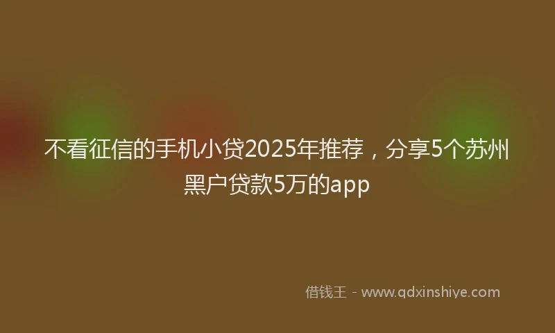 不看征信的手机小贷2025年推荐，分享5个苏州黑户贷款5万的app