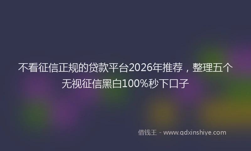 不看征信正规的贷款平台2026年推荐，整理五个无视征信黑白100%秒下口子