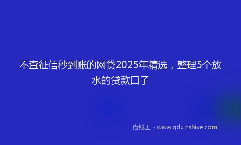 不查征信秒到账的网贷2025年精选，整理5个放水的贷款口子