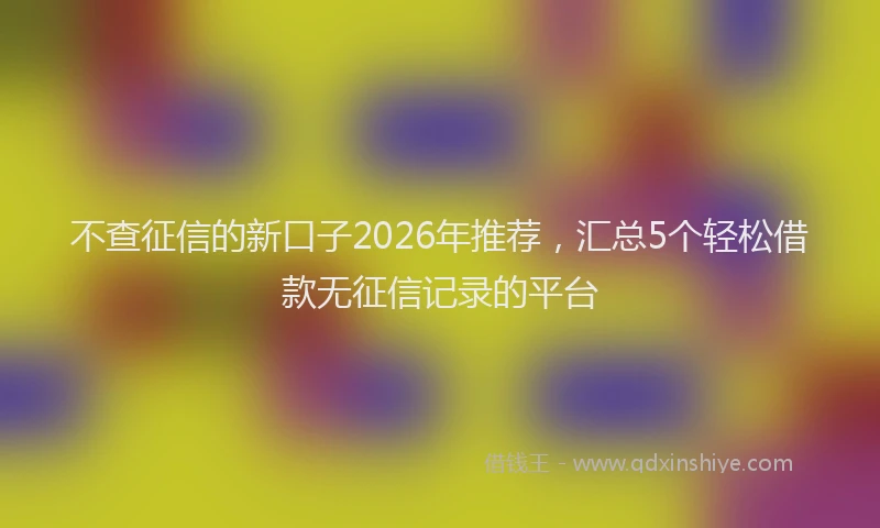 不查征信的新口子2026年推荐,汇总5个轻松借款无征信记录的平台