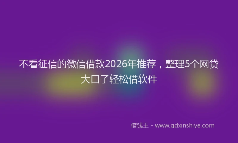 不看征信的微信借款2026年推荐，整理5个网贷大口子轻松借软件