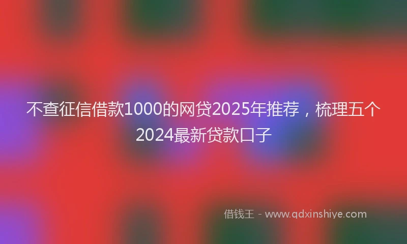 不查征信借款1000的网贷2025年推荐，梳理五个2024最新贷款口子