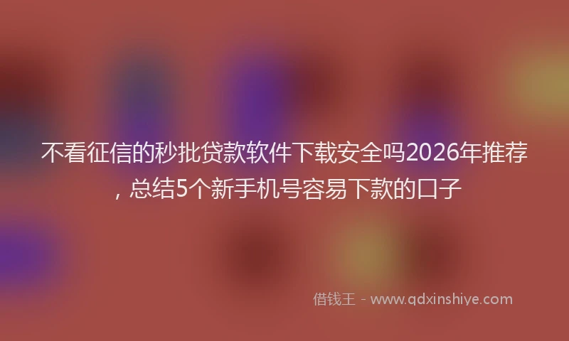 不看征信的秒批贷款软件下载安全吗2026年推荐，总结5个新手机号容易下款的口子