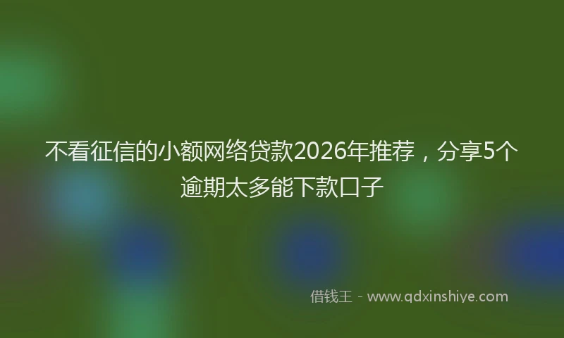 不看征信的小额网络贷款2026年推荐,分享5个逾期太多能下款口子