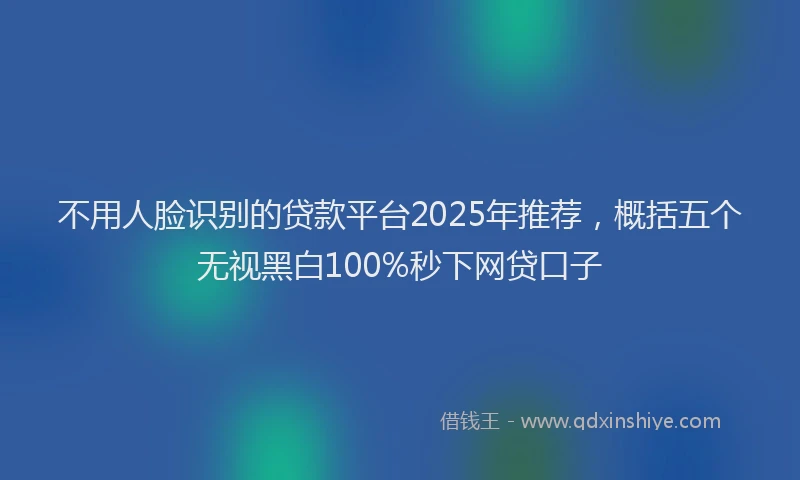 不用人脸识别的贷款平台2025年推荐,概括五个无视黑白100%秒下网贷口子