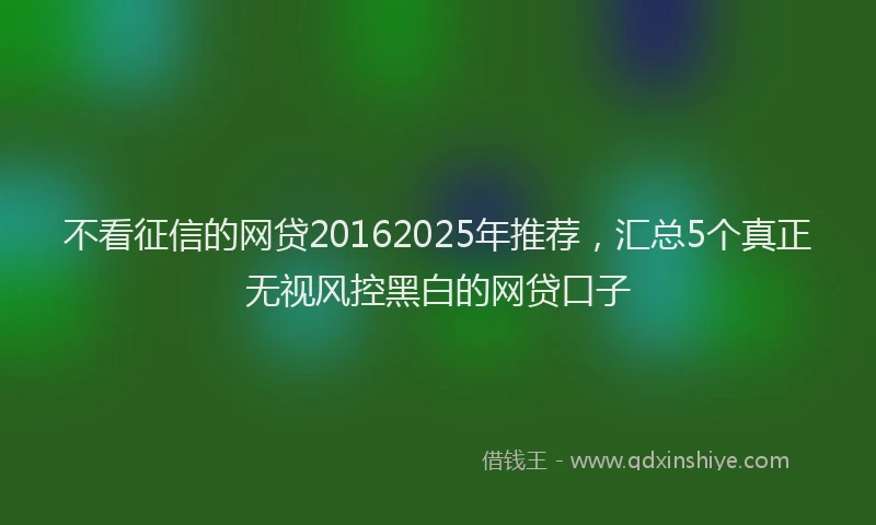 不看征信的网贷20162025年推荐，汇总5个真正无视风控黑白的网贷口子