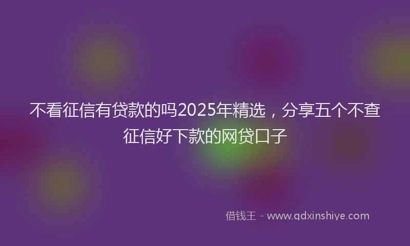 不看征信有贷款的吗2025年精选，分享五个不查征信好下款的网贷口子