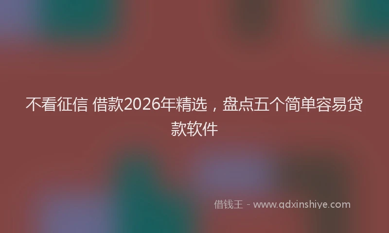 不看征信 借款2026年精选，盘点五个简单容易贷款软件