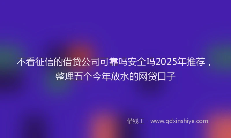不看征信的借贷公司可靠吗安全吗2025年推荐，整理五个今年放水的网贷口子