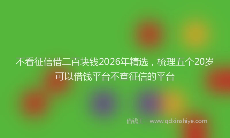 不看征信借二百块钱2026年精选，梳理五个20岁可以借钱平台不查征信的平台