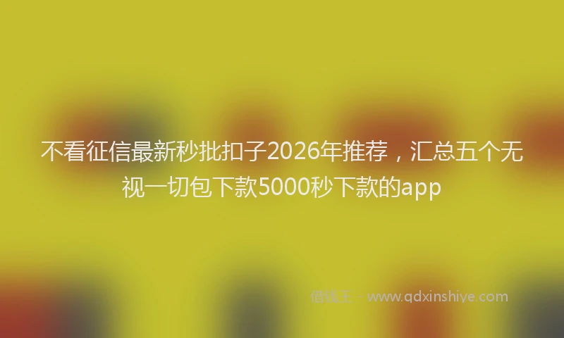不看征信最新秒批扣子2026年推荐，汇总五个无视一切包下款5000秒下款的app