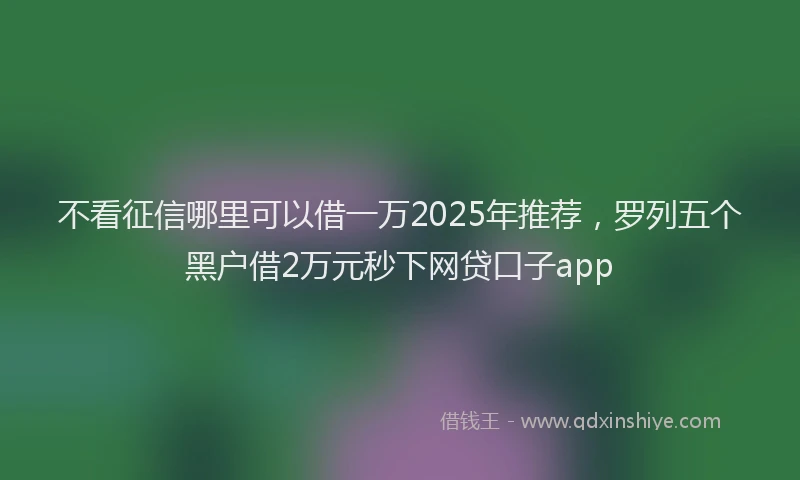 不看征信哪里可以借一万2025年推荐，罗列五个黑户借2万元秒下网贷口子app